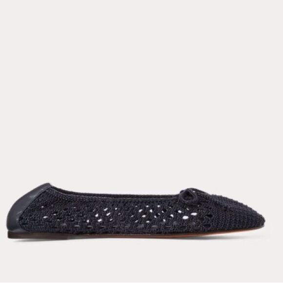 Polo Ralph Lauren Crochet Ballet Flats Navy Blue size 5.5 Made in Spain - Picture 3 of 9